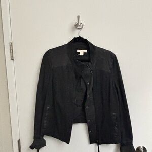 Casual jacket with leather detail